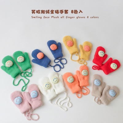 Găng tay lông cừu mềm mại co giãn họa tiết hoạt hình dễ thương dành cho bé gái 0-2 tuổi