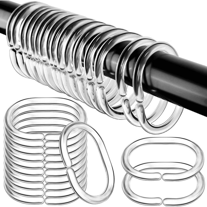 Set 12 Móc Treo Rèm Nhà Tắm Hình Chữ C Bằng Nhựa Trong Suốt