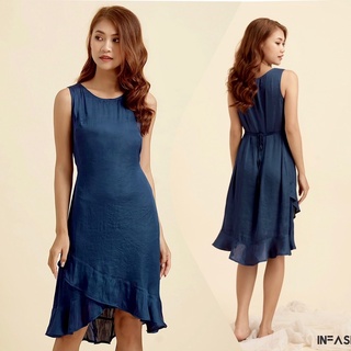 Đâm lụa mặc nhà cổ tròn có dây cột eo InFashion