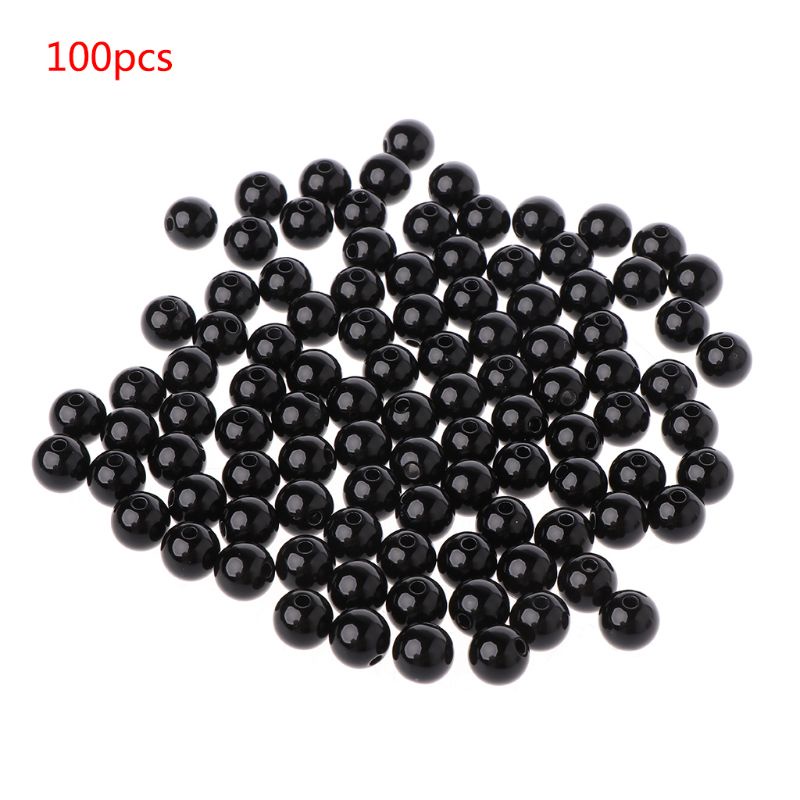 Set 100 Hạt Nhựa Màu Đen 3-12mm Trang Trí Mắt Thú Nhồi Bông DIY