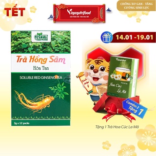 Trà hòa tan hồng sâm Vinanutrifood T02, Hộp 3g x 12 gói