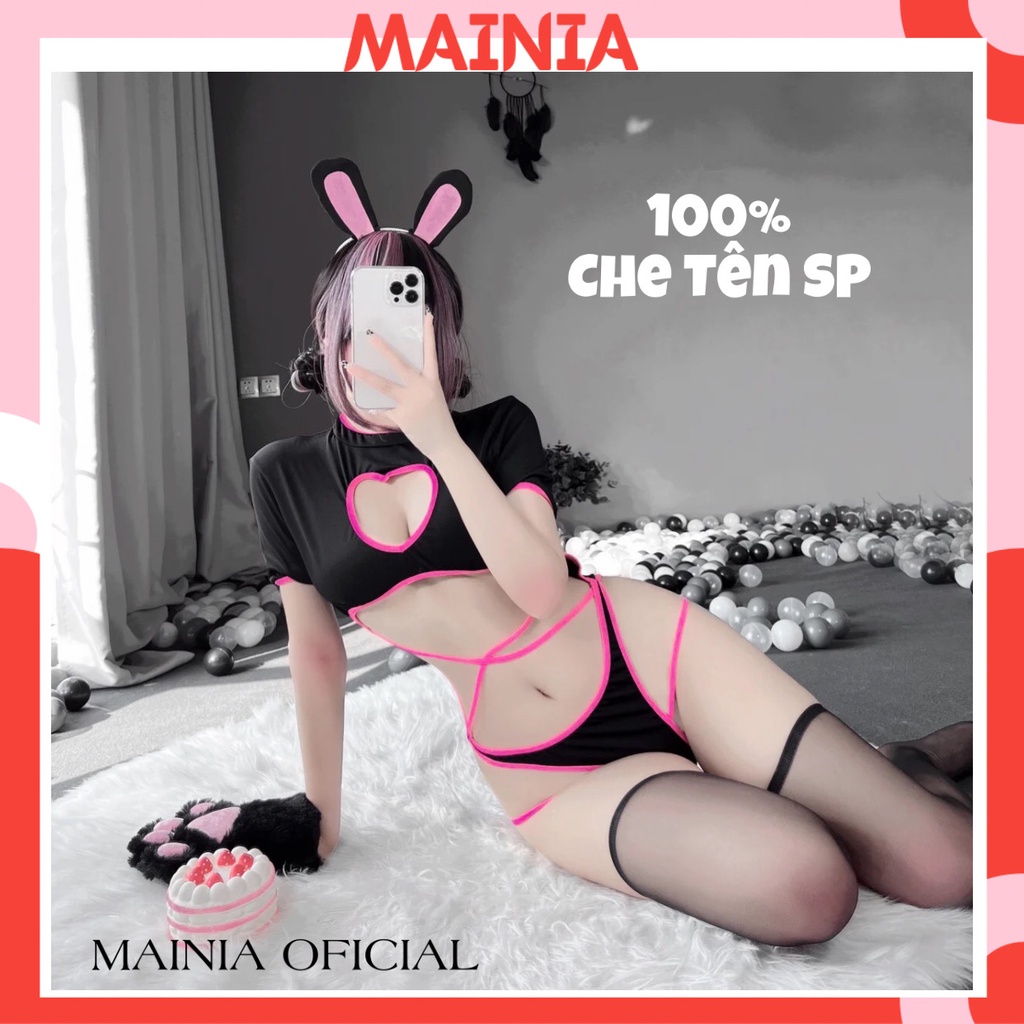 [Siêu Xinh] Bộ Đồ Ngủ Body Liền Thân Cosplay Thỏ Màu Đen Hồng Dễ Thương Gợi Cảm Quyến Rũ Mainia Shop