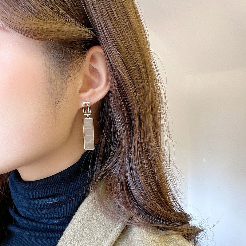 Bông Tai Mạ Bạc 925 Kiểu Hình Học Đơn Giản Phong Cách Nhật Hàn Cho Nữ