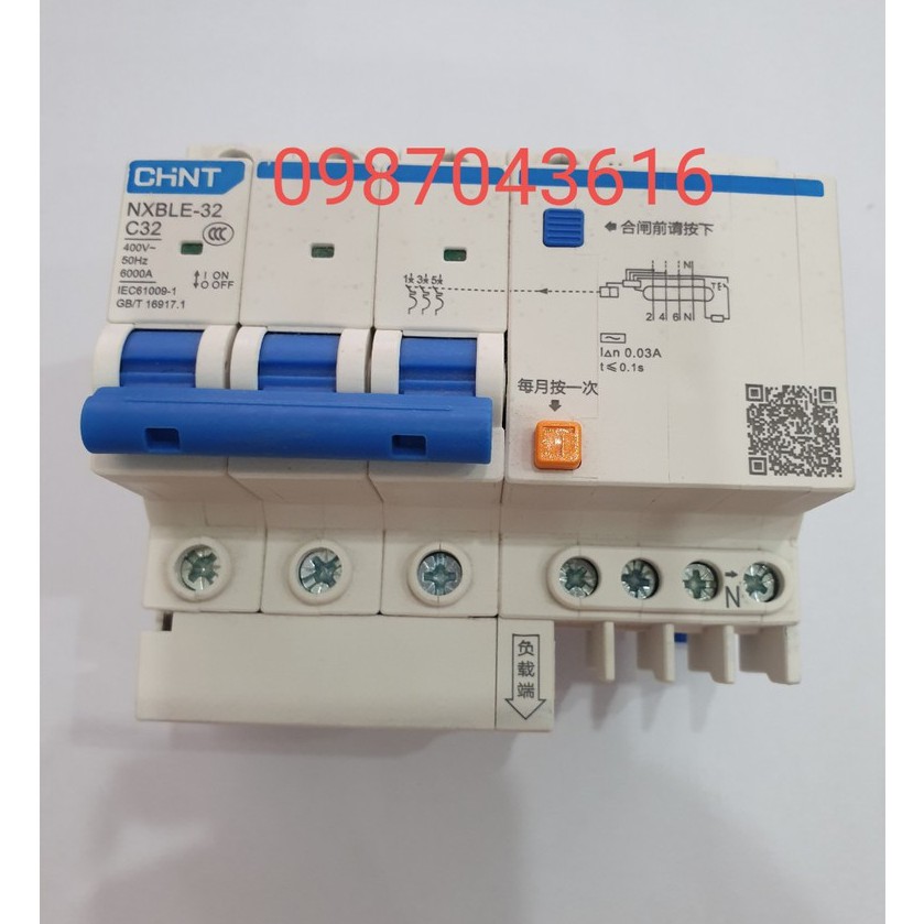 Áp tô mát chống giật NXBLE 3P+N 32A chint