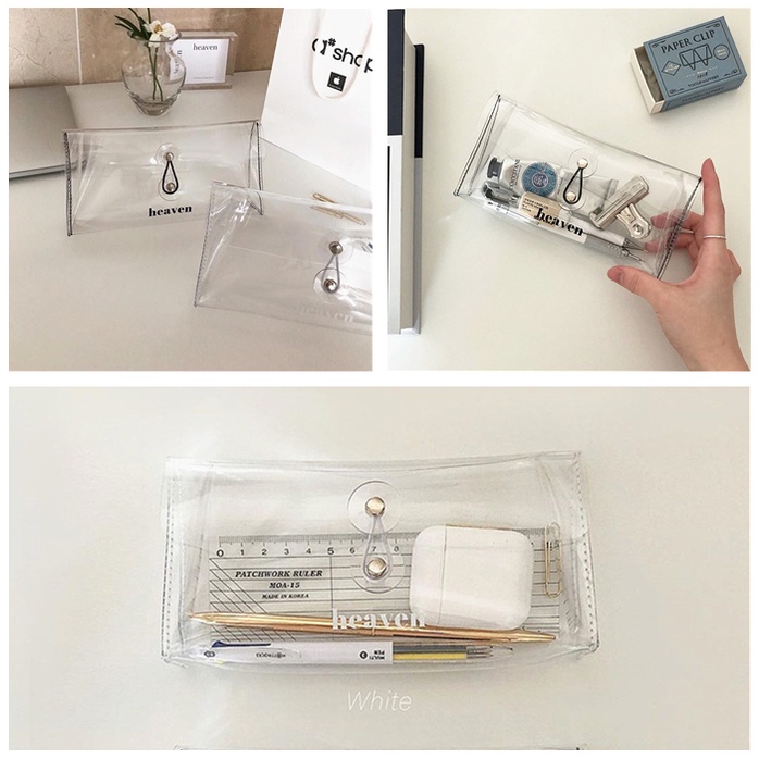 Túi Đựng Bút Bằng PVC Trong Suốt Thiết Kế Đơn Giản Phong Cách Hàn Quốc