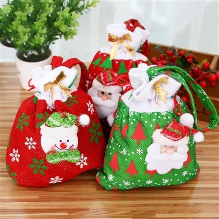 Túi Tote Dây Rút Thêu Họa Tiết Hoạt Hình Giáng Sinh 3D Dễ Thương