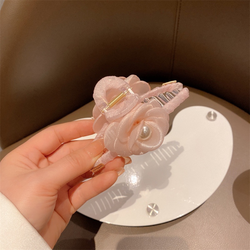Kẹp Tóc Hình Hoa Đính Ngọc Trai Và Đá Xinh Xắn Cho Nữ