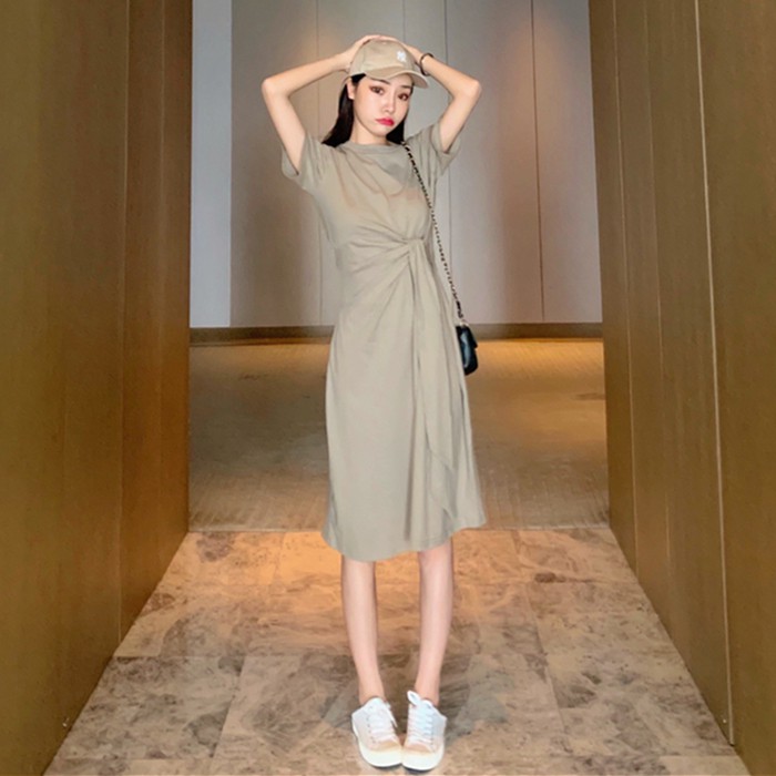 (ORDER) Váy thun cộc tay xòe dài eo thắt nơ dài thiết kế điệu đà năng động sang chảnh Hàn Quốc hè (MẪU MỚI 2020)