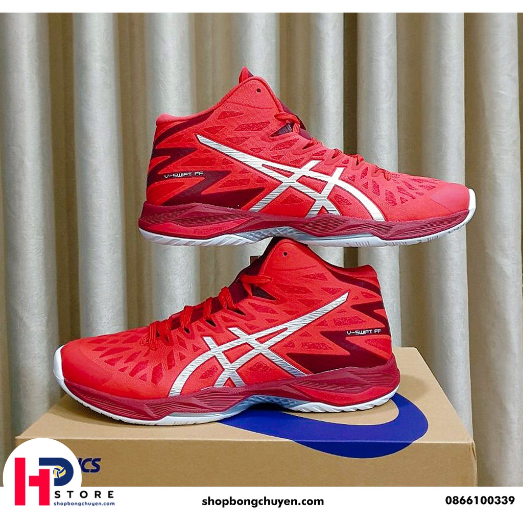 Giày Asics V Swift FF 2 MT Đỏ - Giày chuyên bóng chuyền cổ cao đệm gel tăng đàn hồi, chống sốc, giảm chấn, độ bền cao