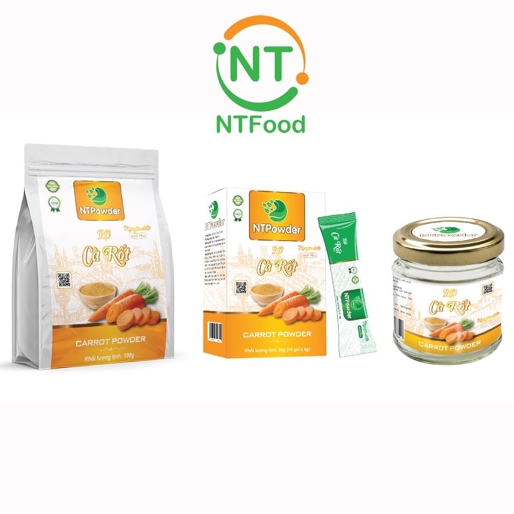 [Mã BMBAU50 giảm 7% đơn 99K] Bột Cà Rốt sấy lạnh nguyên chất NTPOWDER - Nhất Tín Food