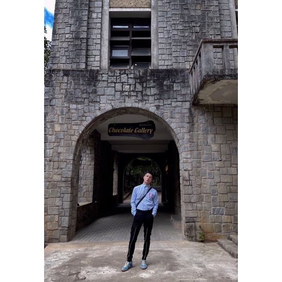 Sơ mi nam sọc kẻ xanh logo WAGG