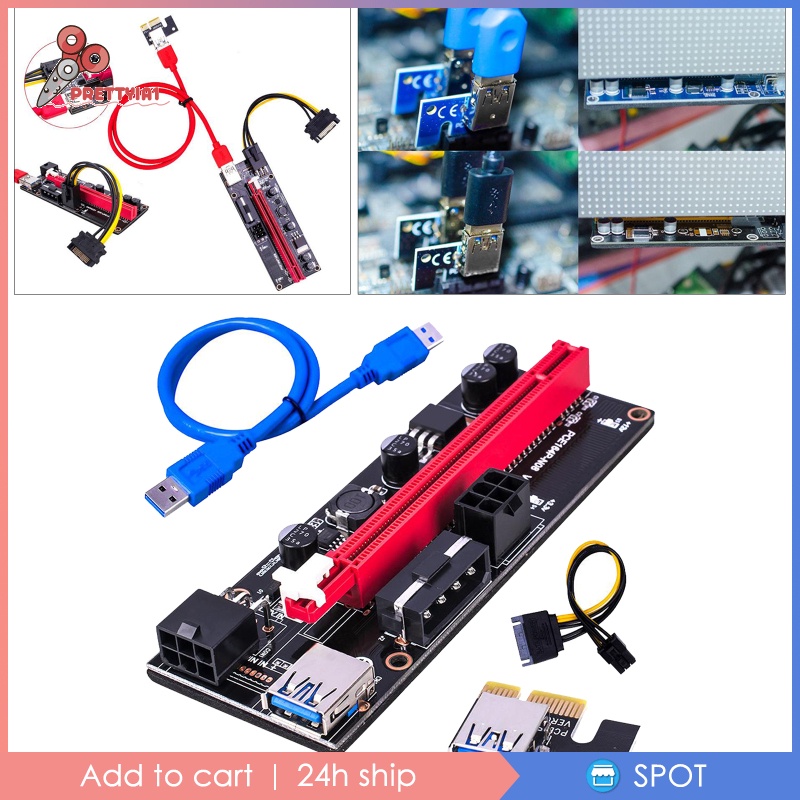 ✨Hàng sẵn sàng✨Thẻ mở rộng Pci-E Ver 009s 1x Sang 16x Usb 3.0 2x 6pin