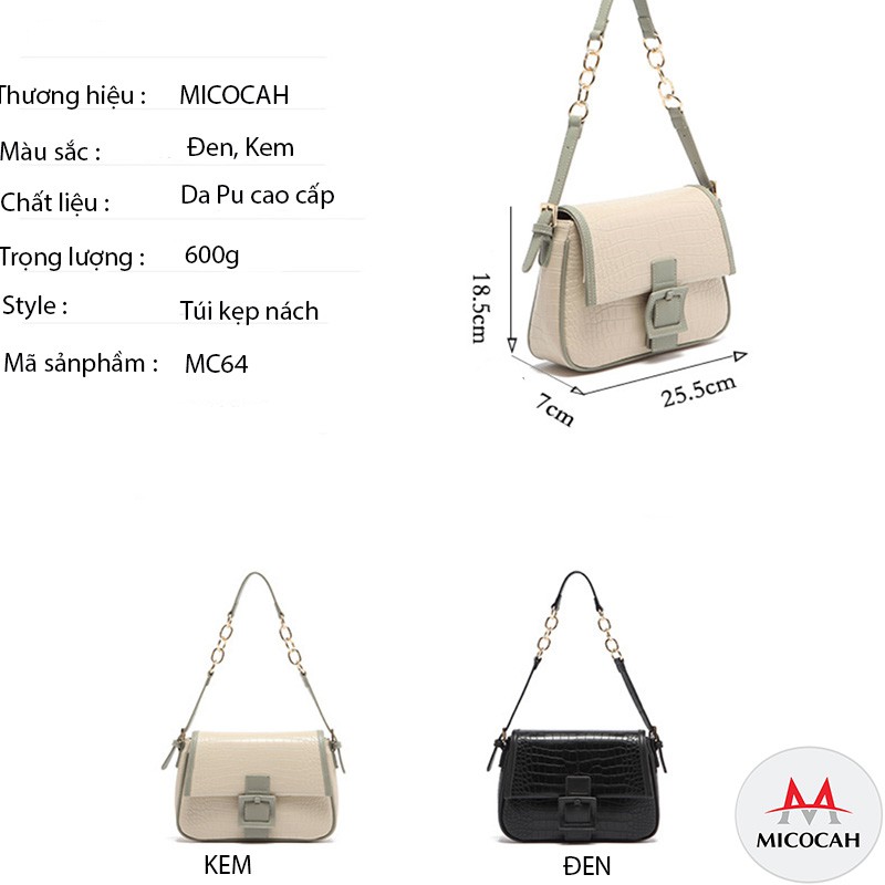Túi Xách Nữ Đeo Chéo Kẹp Nách Chính Hãng MICOCAH Dáng Công Sở Thời Trang Phối Vân Da Rắn Siêu Đẹp MC65 | BigBuy360 - bigbuy360.vn