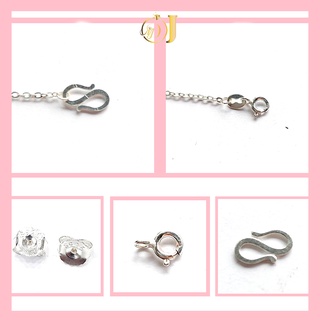 Móc khóa chữ S và khóa tròn bạc 925, chốt giữ bông tai, phụ kiện bạc  MĐJ652