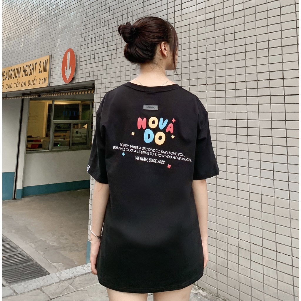 Áo Phông Tay Lỡ Local Brand Novado Fashion Cotton 4 Chiều Form Rộng Nam / Nữ, Dày Dặn Thoáng Mát Đen N21Đ-HT