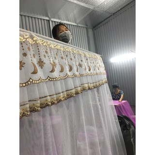 màn khung vuông phối ren kiểu