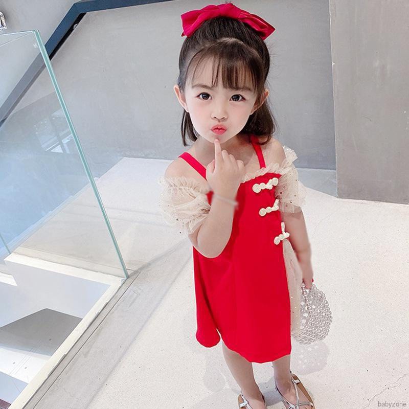Đầm Công Chúa Phối Lưới Đính Nơ Phong Cách Retro Cho Bé Gái