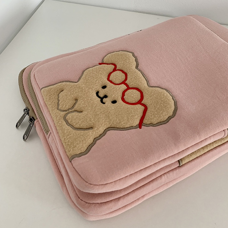 Ielgy Túi Xách Đựng Máy Tính Xách Tay Hình Gấu Đeo Mắt Kính 11 inch Phong Cách Hàn Quốc Cho Nữ