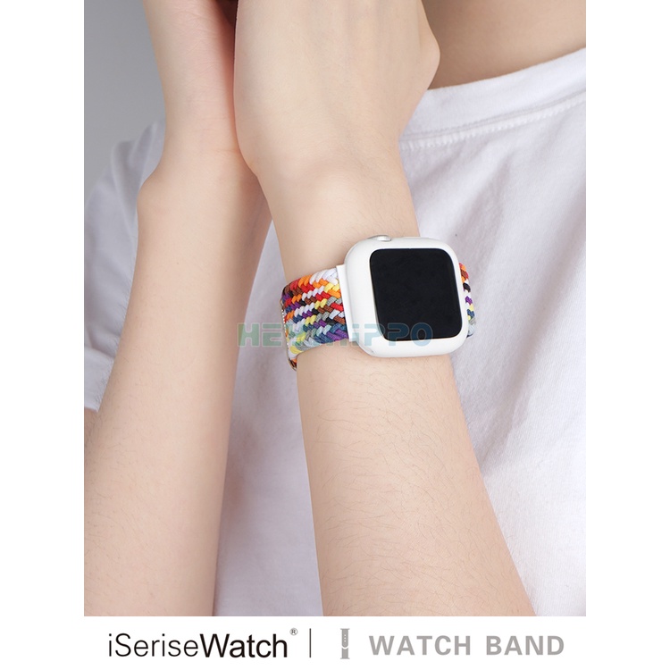 Set ốp silicone mềm + dây đeo nylon co giãn có thể điều chỉnh cho Apple Watch 7/6/5/SE iwatch 45/44/42/41/38mm