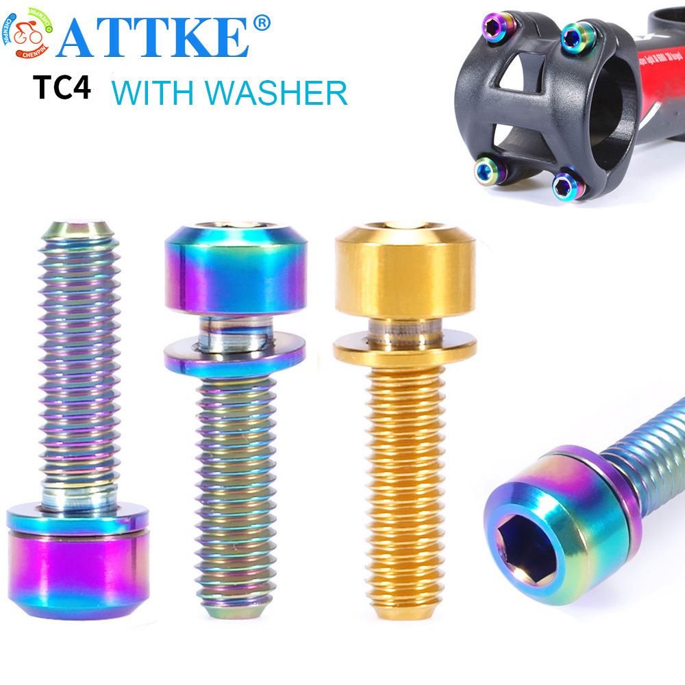 Ốc vít cố định pô tăng xe đạp 16mm / 18mm / 20mm M5 Tc4 bằng titan nhiều màu