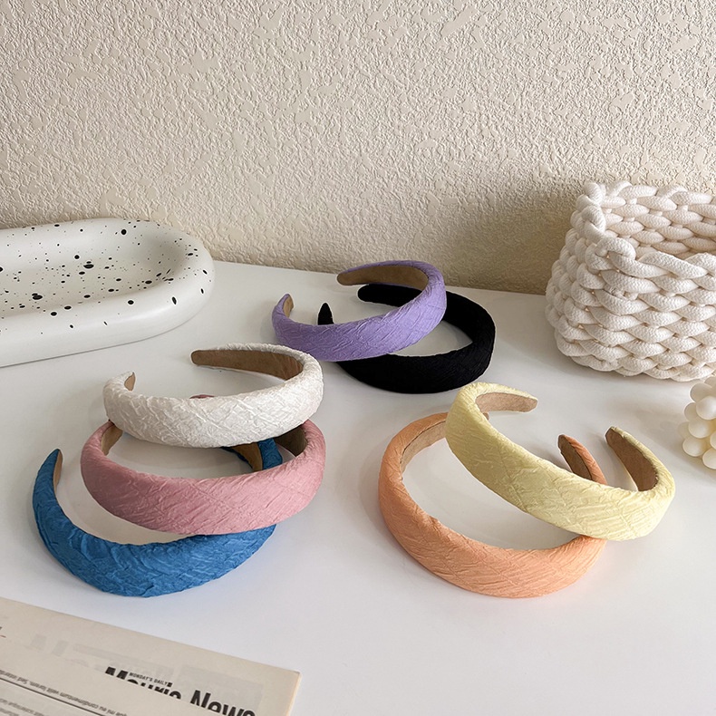 Băng Đô Cài Tóc Bản Rộng Kiểu Xếp Ly Mới Cho Nữ