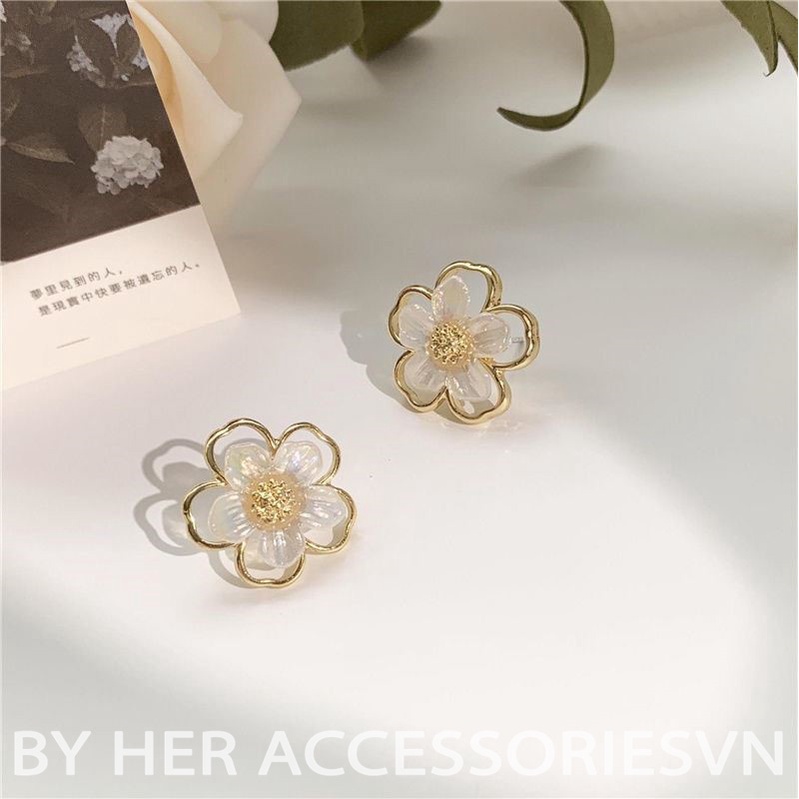 Bông Tai Nữ hoa Daisy Thanh Lịch, chân xỏ bạc 925 Her Accessories H67