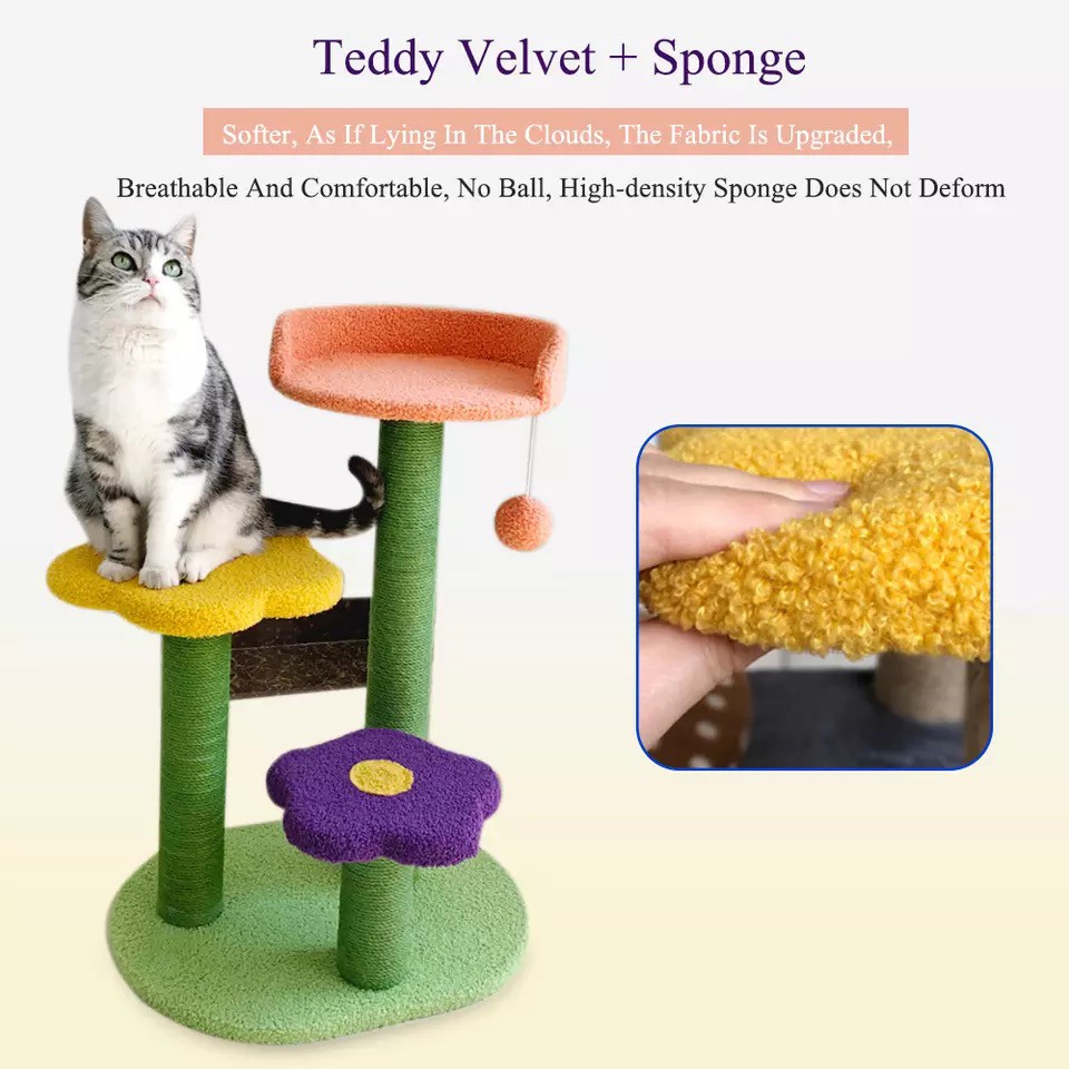 Cattree cho mèo Trụ cào móng. Nhà cây leo trèo hoa lá cành cute. Đa Năng - Tiện Nghi - To Bền, Chắc Chắn