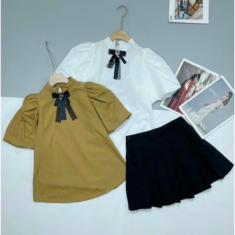 ÁO THÔ KIỂU TAY BỒNG NƠ REN MS15000