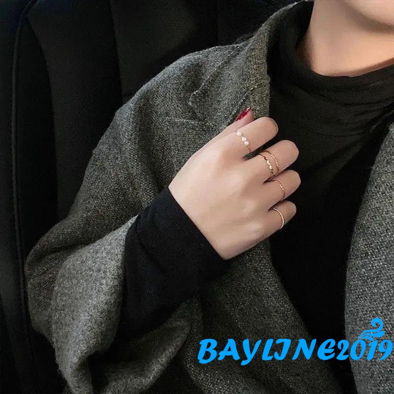 Set Nhẫn Đeo Ngón Tay Thiết Kế Đơn Giản Thời Trang Dành Cho Nữ