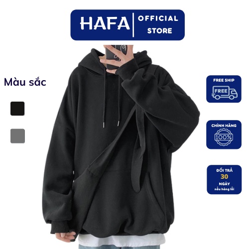 Áo khoác Hoodie Nam, Hoodie Basic Unisex Nỉ From Rộng Màu Đen HDT900