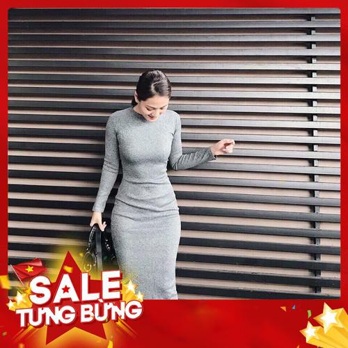 (Guu_house) Váy body len tăm dài tay -Hàng nhập khẩu