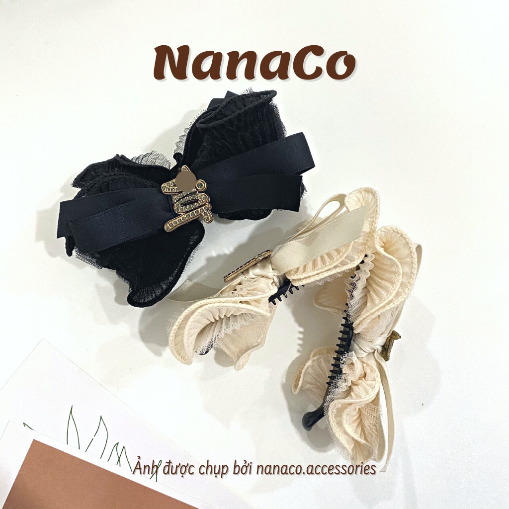 Kẹp tóc nữ dọc làm phồng tóc nơ ren Hàn Quốc, nơ kẹp tóc đẹp hot trend NanaCo