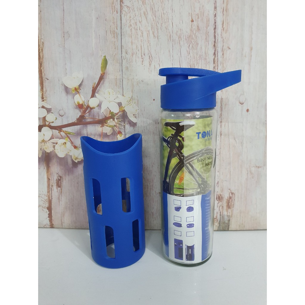 Bình thủy tinh thể thao Tona Glass có bọc nhựa chống bể vỡ