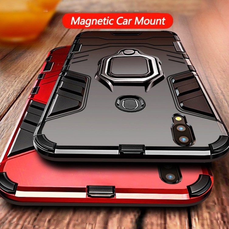 Ốp điện thoại kiểu giáp chống sốc kèm giá đỡ nhẫn cho Huawei Honor Play 8A 10 Y6 Nova 4 Pro Lite P Smart 2019