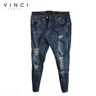 Quần Jean Nam Xanh Rách ZR Skinny Ống Ôm Chất Jean Co Dãn Cao Cấp Vnxk