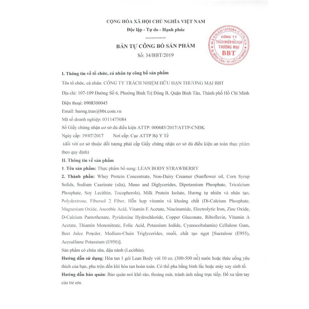 Labrada Lean Body Gói, Sữa Thay Thế Bữa Ăn, 40g Protein, 8G Chất Béo Tốt & Chất Xơ, 21 Vitamin Khoáng Chất