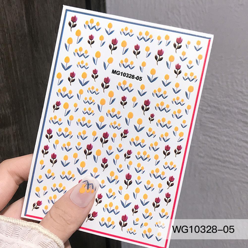 Aaron1 Miếng Dán Trang Trí Móng Tay Bằng Cotton Tự Nhiên Họa Tiết Hoa Hồng