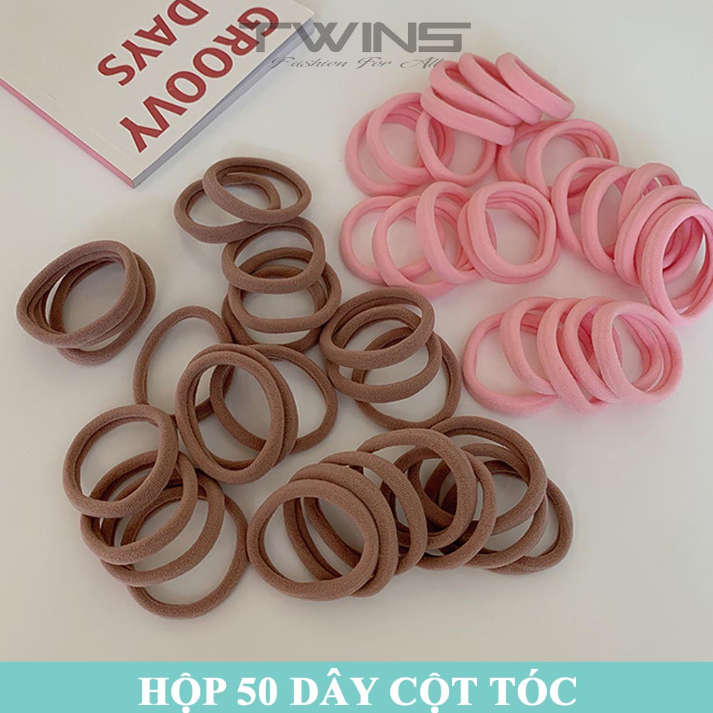 Hộp 50 dây cột tóc, buộc tóc SD116 màu dễ thương, cute, xinh đẹp phong cách Hàn Quốc làm phụ kiện tóc thời trang cho nữ