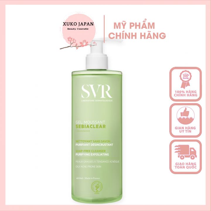 Sữa Rửa Mặt SVR Cho Da Dầu Mụn - SVR Sebiaclear Gel Moussant 400ml Loại Bỏ Tế Bào Da Chết SRM