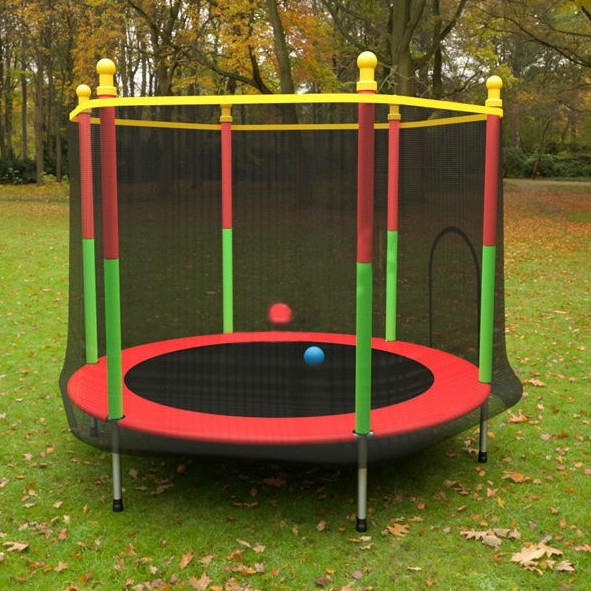 Nhà nhảy nhún, nhà bóng trẻ em, nhà nhún lò xo lục giác có lan can, đệm nhún lò xo cho bé siêu cao cấp