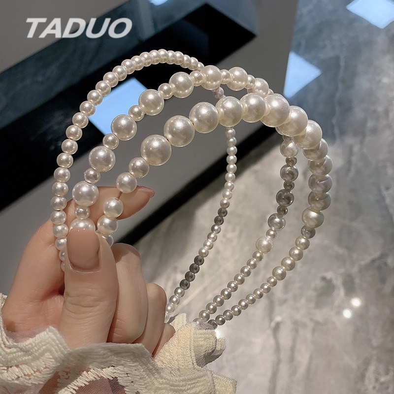 Băng đô cài tóc đính hạt ngọc trai phong cách Hàn Quốc dành cho nữ