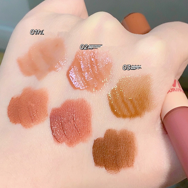 Set 3 son kem Cappuvini 2 trong 1 màu lì nude 3D chống thấm nước