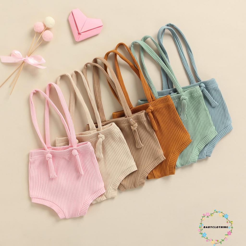 Quần short dây yếm màu sắc đơn giản thời trang mùa hè cho bé