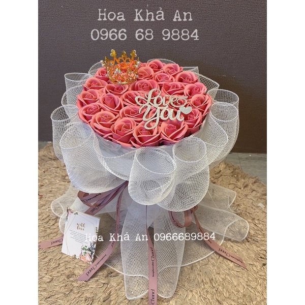 [Kèm túi,thiệp,chữ] Bó hoa sáp 30bông (hoa sáp 4 lớp cao cấp). Ship hoả tốc HN