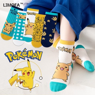 LJMOFA KIDS 5 cặp phù hợp với trẻ em 1-12 tuổi vớ bông thời trang em bé kỹ thuật số pikachu hoạt hình hoạt hình của người đàn ông cô gái vớ trung bình mềm mại, thoải mái và linh hoạt của trẻ em vớ vớ trẻ em bán buôn