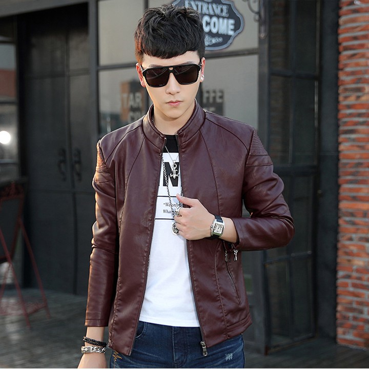 ÁO KHOÁC DA NAM LÓT LÔNG CAO CẤP AD14-ĐEN