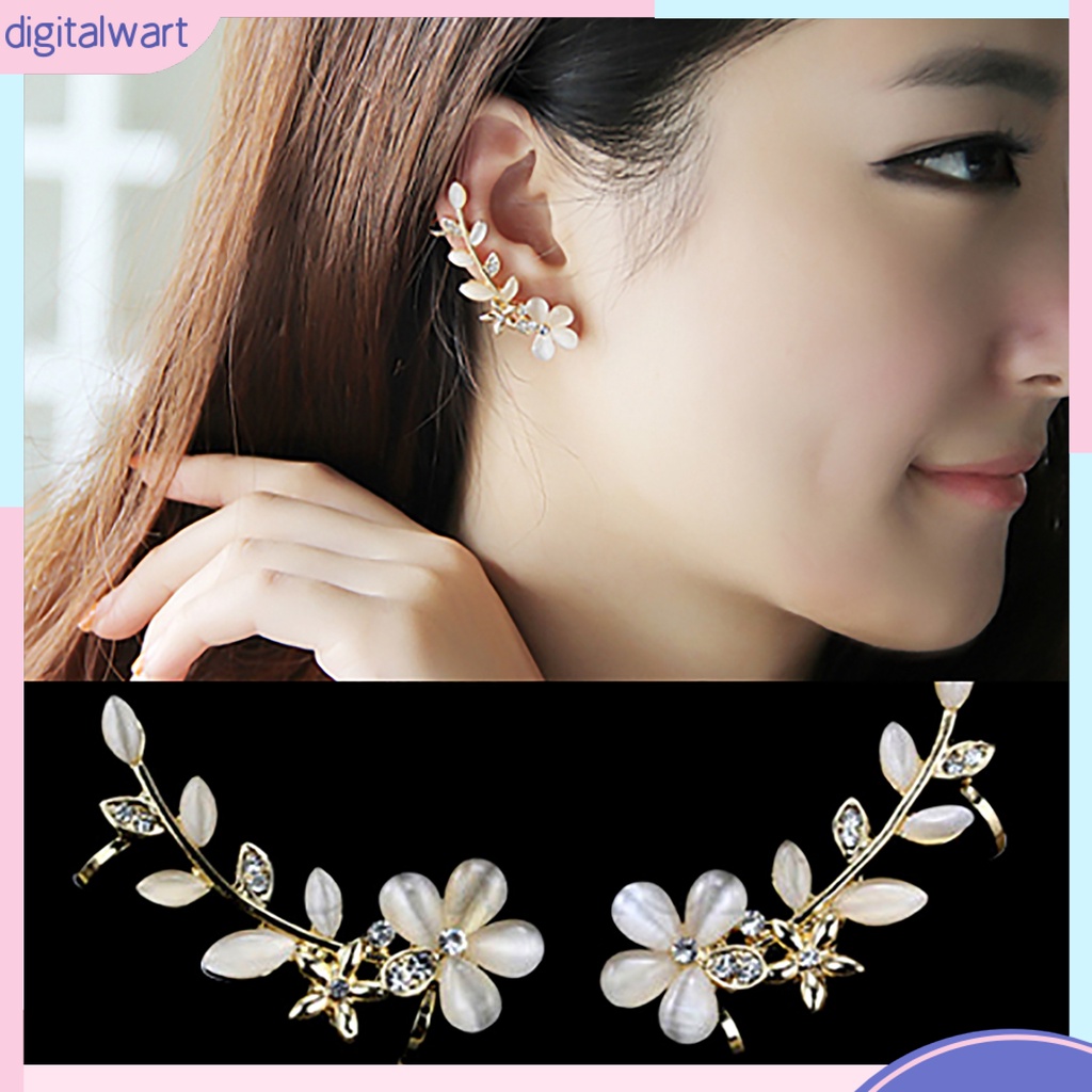 Khuyên kẹp vành tai hình hoa đính đá xinh xắn cho nữ