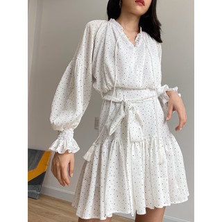 Đầm trắng chấm bi ngắn xòe D1312 - EDINI