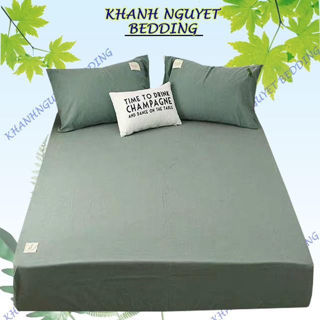 Bộ ga giường cotton tici K'home drap kèm 2 áo gối nằm  1 màu đơn sắc đủ mọi size nệm