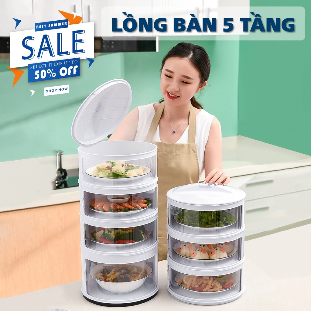 Lồng bàn giữ nhiệt đựng thức ăn 5 tầng mẫu mới nhất bằng nhựa